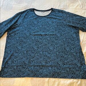 Lands' End Women’s Navy Paisley Long Sleeve Tunic Tee